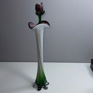 Vintage Style Jack in the Pulpit Art Glass Vase Calla
Lily Purple Green